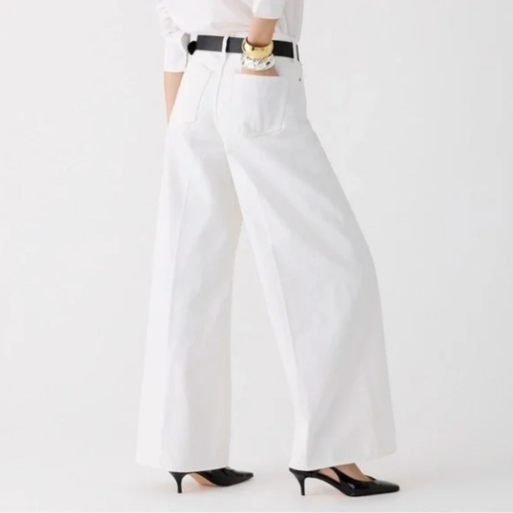 NWT J.Crew High-rise Superwide-leg Jean in White - Size 27